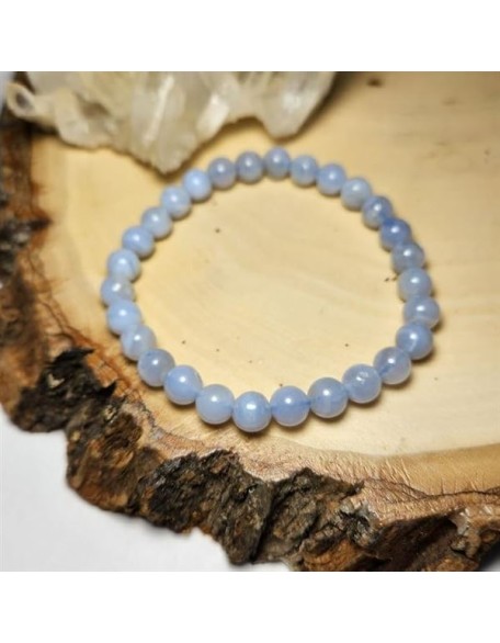 Natural Blue Lace Agate 6mm rondelle smooth 7inch Semi-Precious Gemstones Beaded Bracelets for Men Women Healing Crystal Stretch Beaded Bracelet Unisex