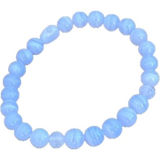 WWG Blue Lace Agate 8mm rondelle smooth 7inch Natural Gemstones Beaded Bracelets for Men Women Healing Crystal Stretch Beaded Bracelet Unisex