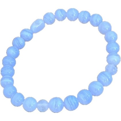 WWG Blue Lace Agate 8mm rondelle smooth 7inch Natural Gemstones Beaded Bracelets for Men Women Healing Crystal Stretch Beaded Bracelet Unisex