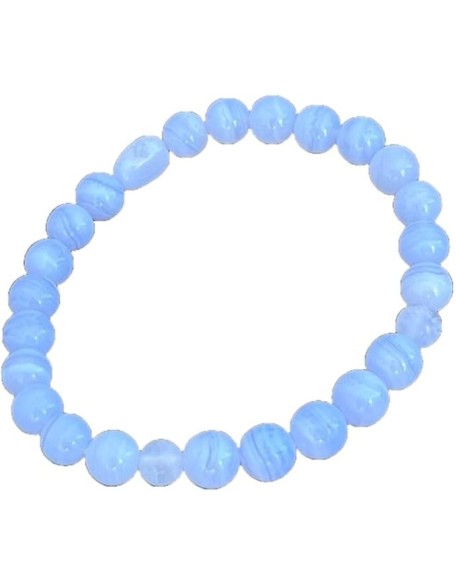 WWG Blue Lace Agate 8mm rondelle smooth 7inch Natural Gemstones Beaded Bracelets for Men Women Healing Crystal Stretch Beaded Bracelet Unisex
