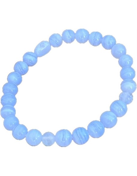 WWG Blue Lace Agate 8mm rondelle smooth 7inch Natural Gemstones Beaded Bracelets for Men Women Healing Crystal Stretch Beaded Bracelet Unisex