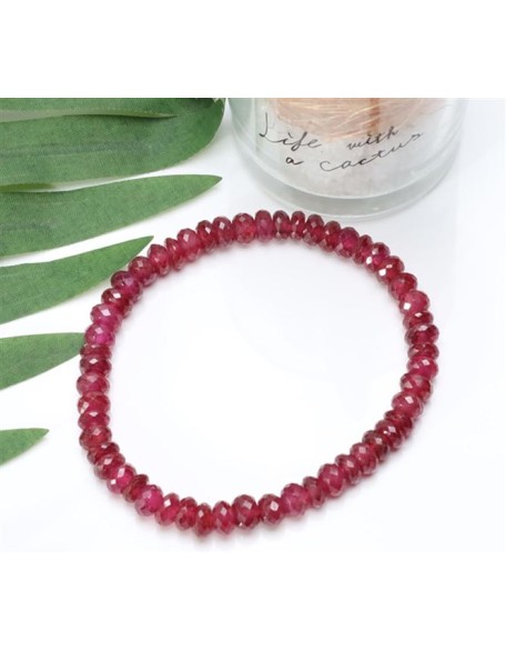 Glass Filled Ruby Bracelet Precious Stone Healing Crystal Natural Gemstone Beads Adjustable Bracelet For Women Men