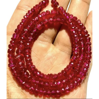 Natural Red Ruby Facated rondelle beads Loose Gemstone 16 inch strand Genuine Stones Bracelet Necklace Unisex Jewelry Making (8 mm)