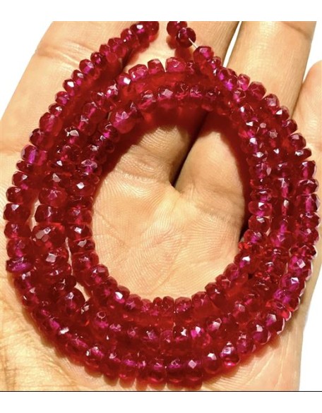 Natural Red Ruby Facated rondelle beads Loose Gemstone 16 inch strand Genuine Stones Bracelet Necklace Unisex Jewelry Making (8 mm)