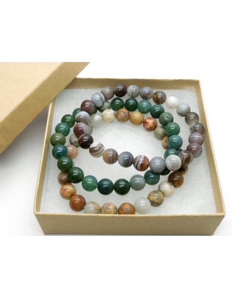 Medley Bracelet Set Stacking Trio Botswana Yellow Crazy Green Moss Stretch Round Gemstones B01