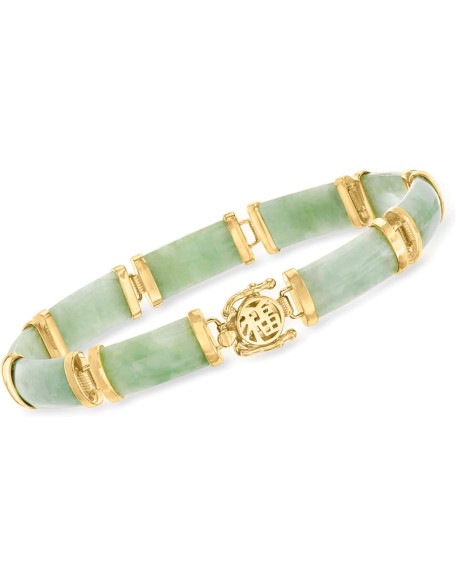 Jade Good Fortune Bracelet in 18kt Gold Over Sterling