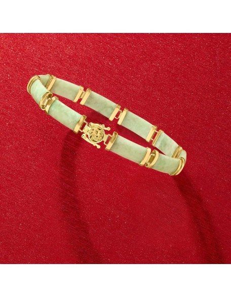 Jade Good Fortune Bracelet in 18kt Gold Over Sterling