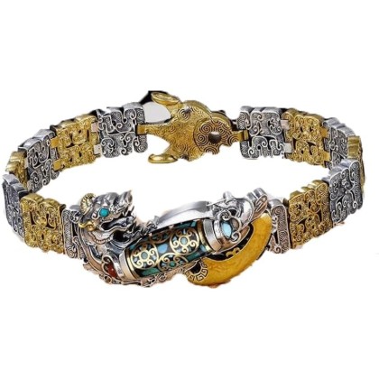 Nine-Eyed Dzi Bead Bracelet,Six-Character Mantra Nine-Eyed Dzi Bead Feng Shui Amulet Bracelet