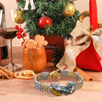 Nine-Eyed Dzi Bead Bracelet,Six-Character Mantra Nine-Eyed Dzi Bead Feng Shui Amulet Bracelet
