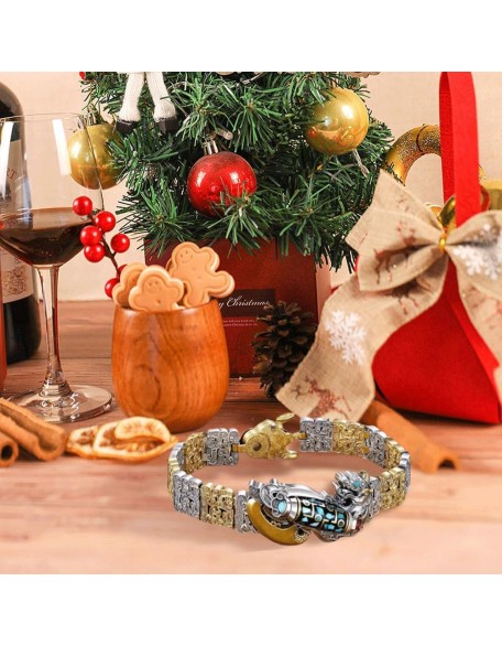 Nine-Eyed Dzi Bead Bracelet,Six-Character Mantra Nine-Eyed Dzi Bead Feng Shui Amulet Bracelet